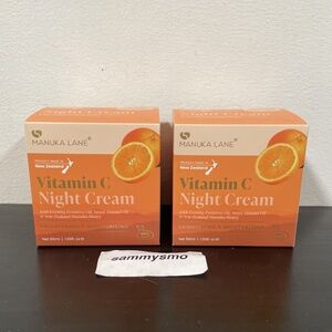 Manuka Lane Vitamin C Night Cream With New Zealand Manuka Honey, 1.69oz- x2